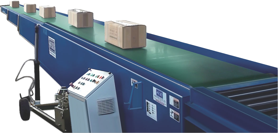 TELESCOPIC CONVEYOR - MOBILE, 3 STAGE WITH HYDRAULICALLY ADJUSTED BOOM INCLINATION & IN-FEED ROLLER CONVEYOR